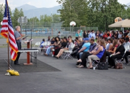 Anchorage Municipal Ombudsman Darrel Hess at a World Refugee Day event at a Mountain View Lions Park, June 19.